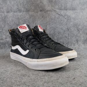 Vans Shoes Womens 6.5 Sneaker Sk8 Hi Leather Slim Skate Casual Leopard Black Zip